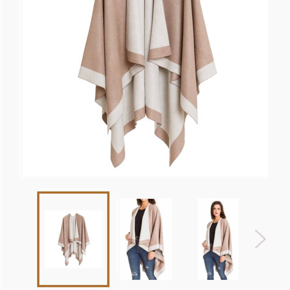 NWT Stylish Tan and Cream Poncho